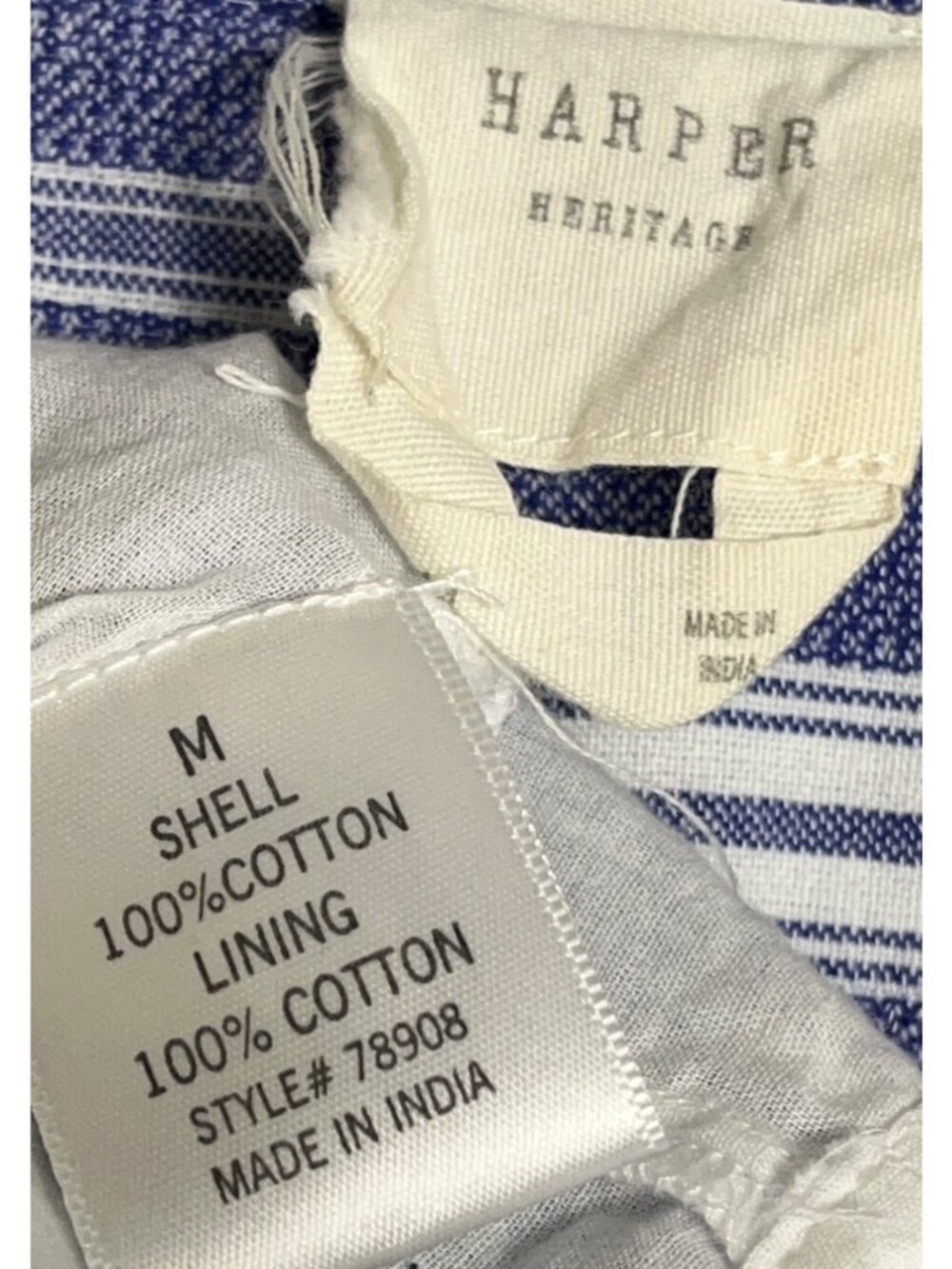 Harper Heritage Shirt Dress Blue Button Preppy Summer Casual Tunic Pockets Wom M - Picture 8 of 12
